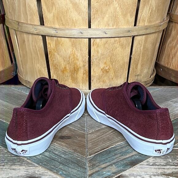 Vans Authentic Low Burgundy Suede Snakeskin Embossed Sneakers Womens Size 8.5 - Picture 8 of 11